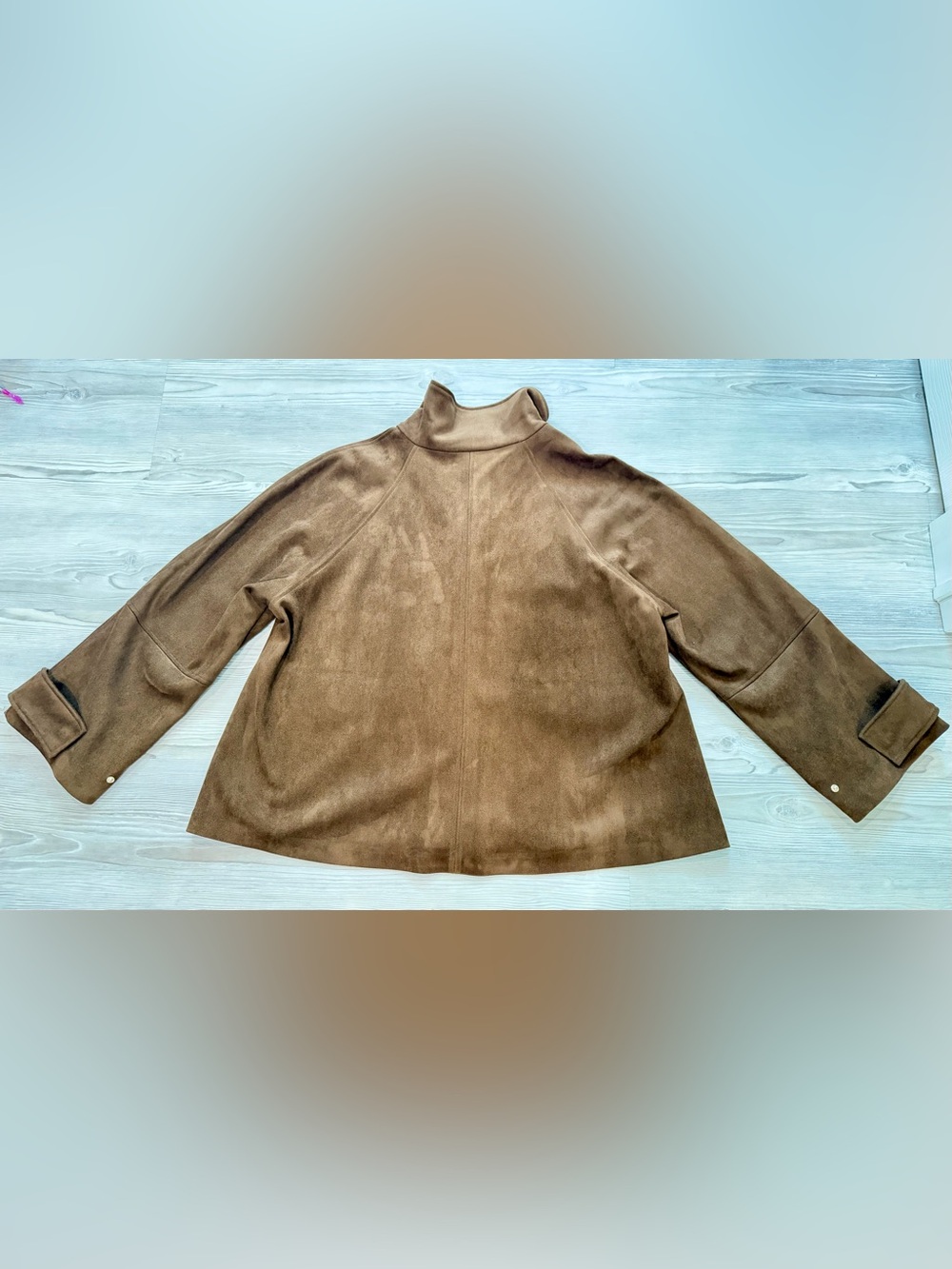 BNWT ZARA FAUX SUEDE JACKET, Gorgeous Brown / gold zip & snap buttons- Medium - Picture 7 of 17